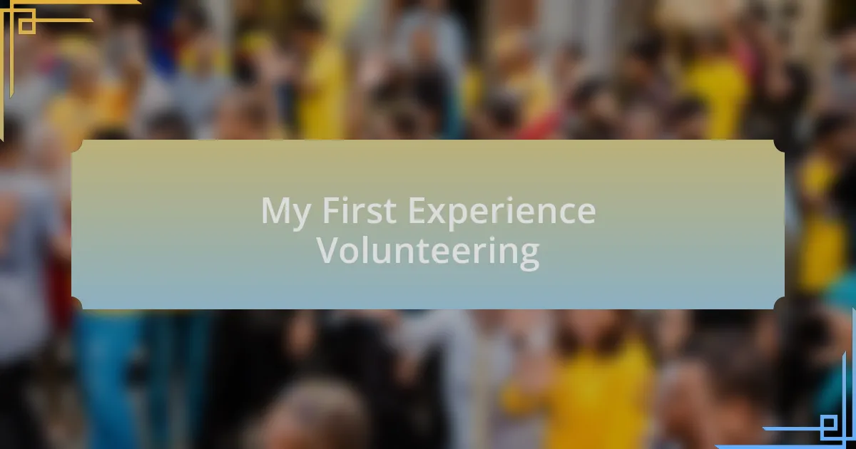 My First Experience Volunteering