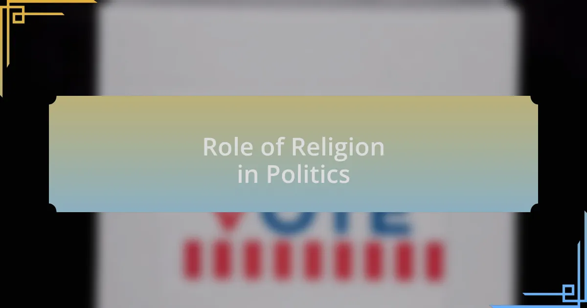 Role of Religion in Politics