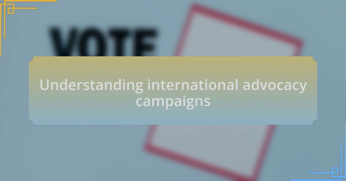 Understanding international advocacy campaigns